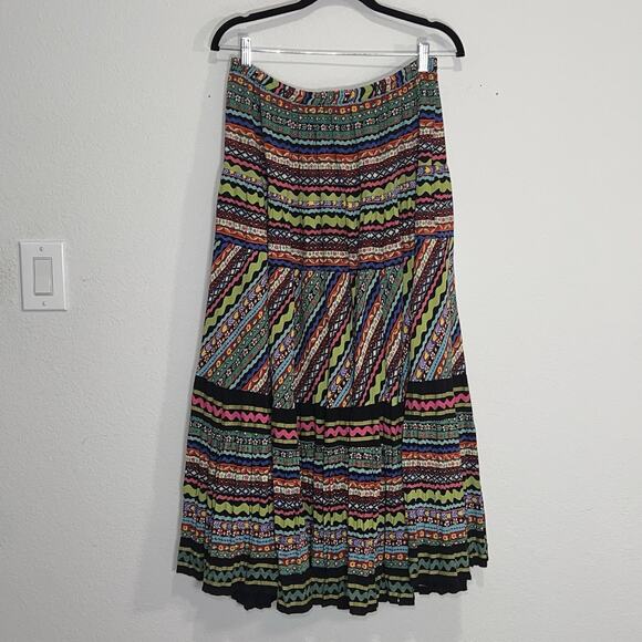 Double D Ranch Maxi Skirt Size L Colorful Multi-print Stretch Long Western Rodeo - Picture 1 of 14